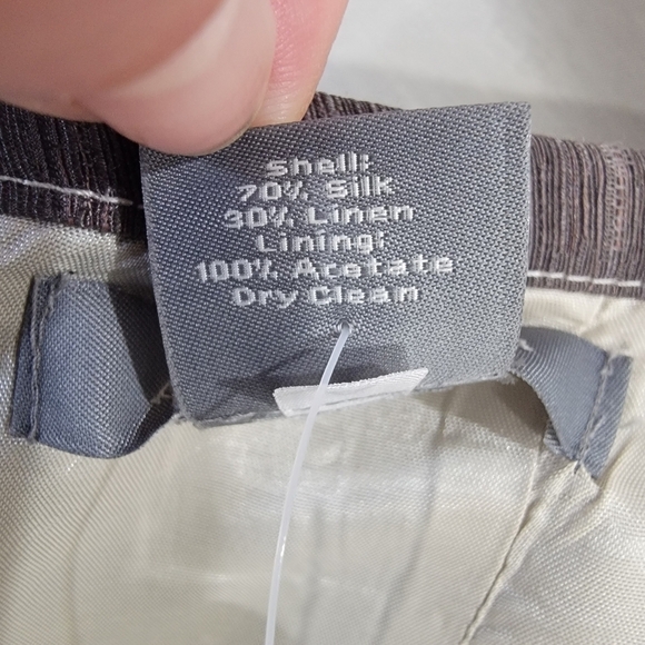 NEW Ann Taylor Slik and Linen Blend Skirt Gray Black Abstract Print Size 0 - Picture 13 of 14